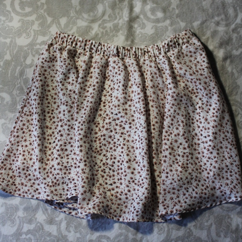 cream and brown floral skirt